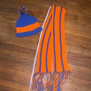 Crocheted handmade hat and matching scarf set